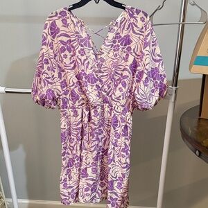 Mango Purple and Cream Patterned Mini Dress